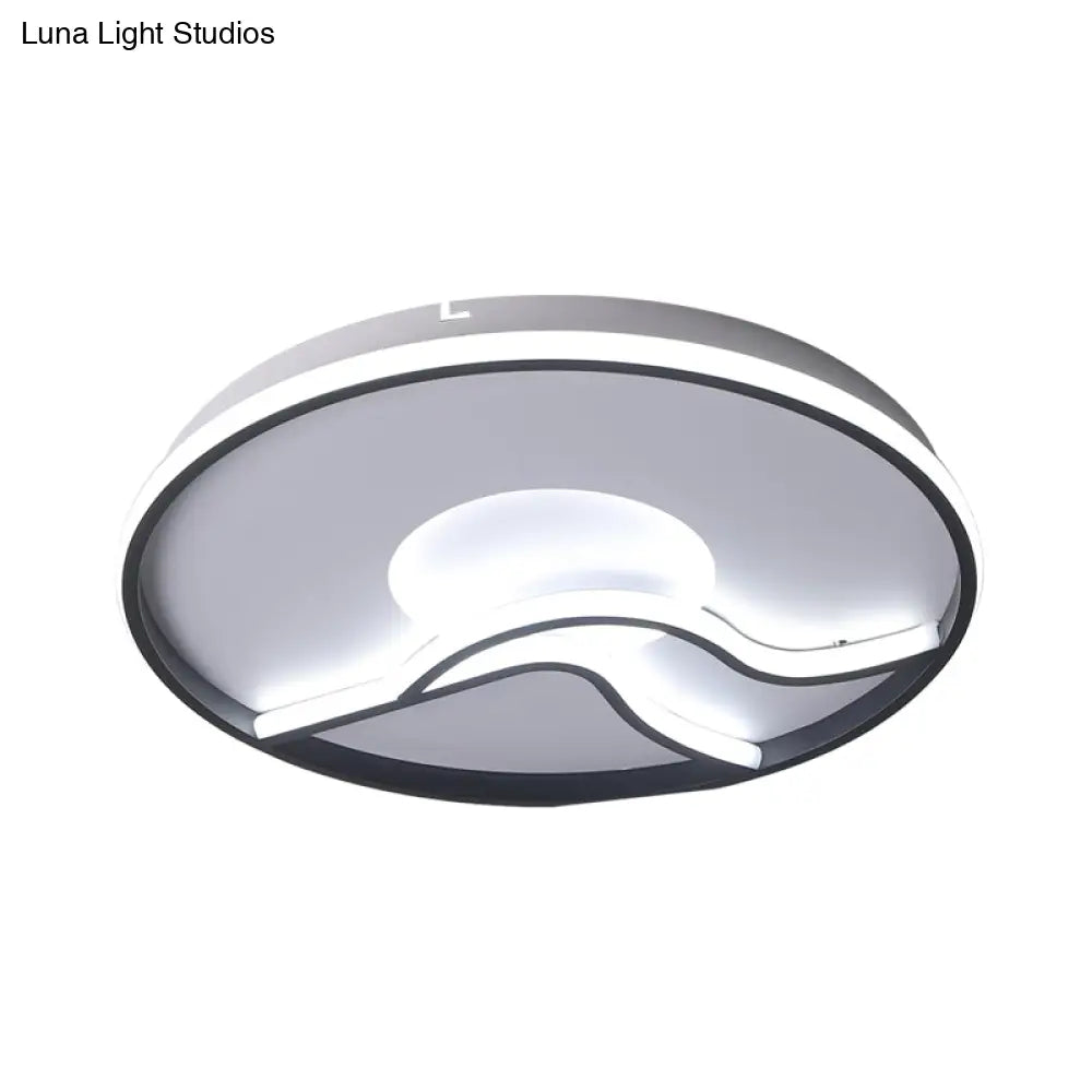 DecorBites™ DecorBites™ LED Flush Ceiling Light in Black Finish with White/Warm Light for Minimalist Bedroom - 16.5"/20.5" Wide