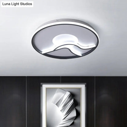 DecorBites™ DecorBites™ LED Flush Ceiling Light in Black Finish with White/Warm Light for Minimalist Bedroom - 16.5"/20.5" Wide