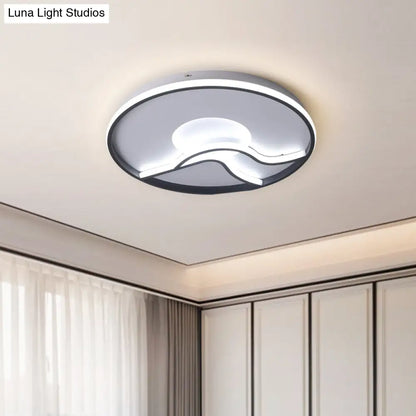 DecorBites™ DecorBites™ LED Flush Ceiling Light in Black Finish with White/Warm Light for Minimalist Bedroom - 16.5"/20.5" Wide
