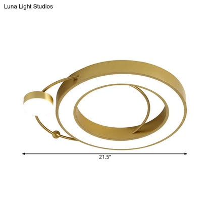 DecorBites™ DecorBites™ LED Flush Ceiling Light with Gold Hoop Shaped Metal Frame - Simplicity Design, Warm/White Light