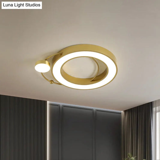 DecorBites™ DecorBites™ LED Flush Ceiling Light with Gold Hoop Shaped Metal Frame - Simplicity Design, Warm/White Light