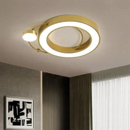 DecorBites™ DecorBites™ LED Flush Ceiling Light with Gold Hoop Shaped Metal Frame - Simplicity Design, Warm/White Light