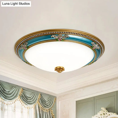 DecorBites™ DecorBites™ LED Flush Ceiling Lighting - Blue Glass Dome Shade, Farmhouse Style Bedroom Flush Mount, 15"/18"/20.5" Width