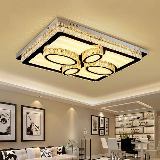 DecorBites™ DecorBites™ LED Flush Mount Ceiling Lamp with Clear Crystal Stainless Steel Frame - Ideal for Living Room Lighting