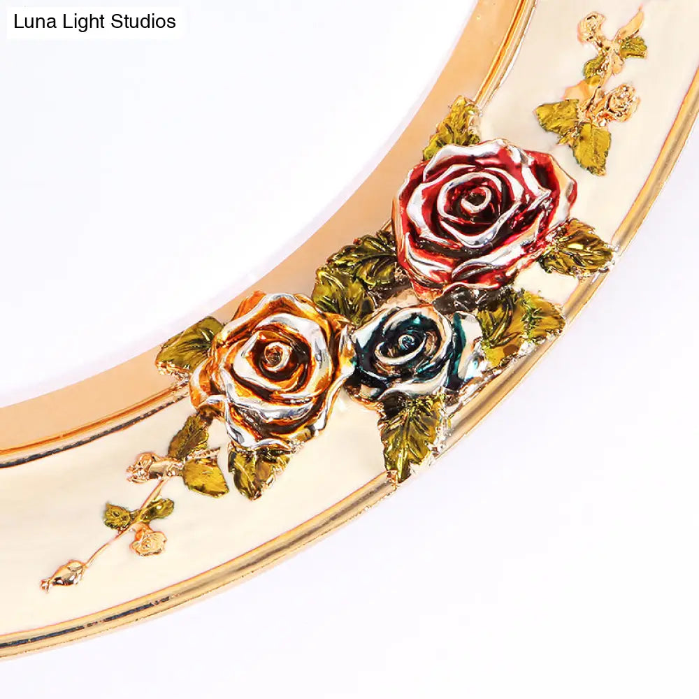 DecorBites™ DecorBites™ LED Flush Mount Ceiling Light - Traditional Grey/Red/Green with Round Resin Shade - Bedroom Lighting