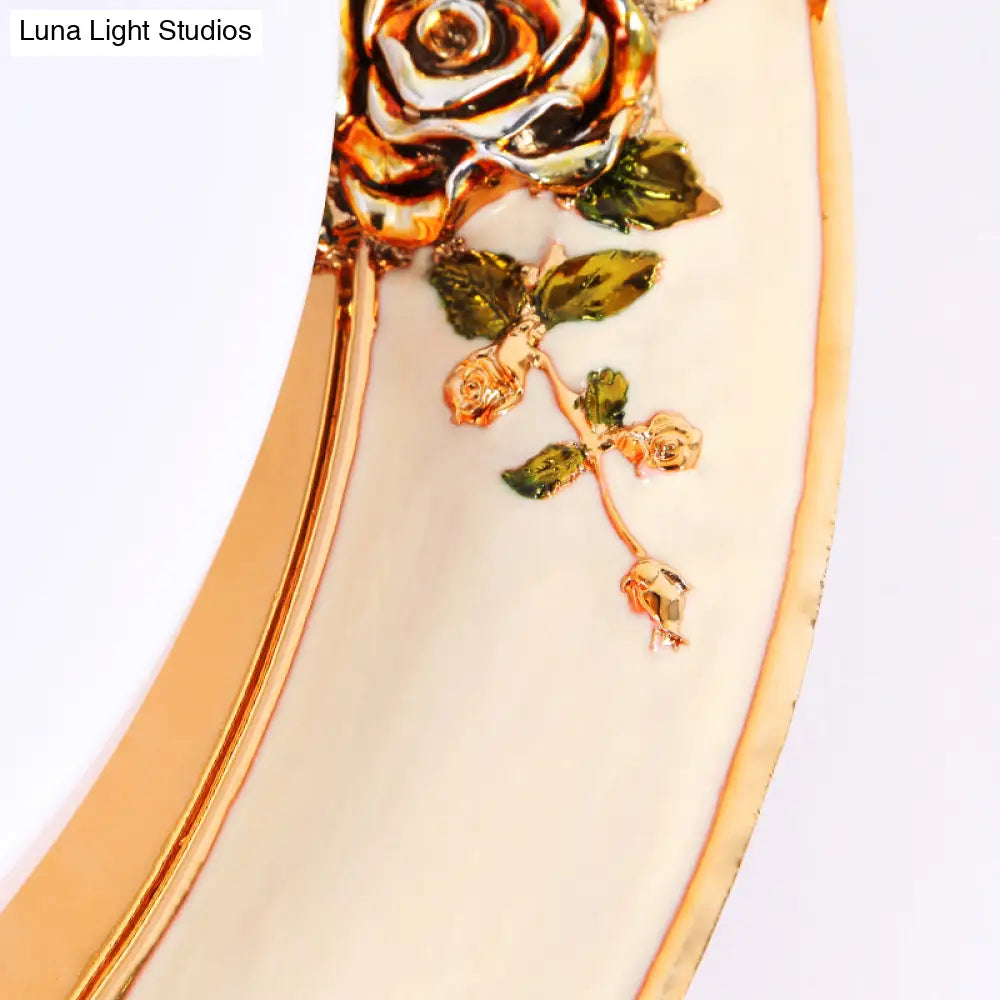 DecorBites™ DecorBites™ LED Flush Mount Ceiling Light - Traditional Grey/Red/Green with Round Resin Shade - Bedroom Lighting