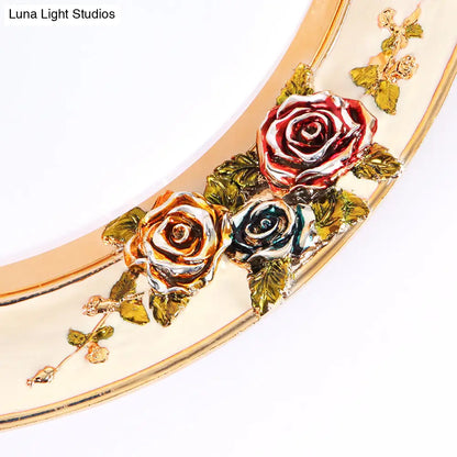 DecorBites™ DecorBites™ LED Flush Mount Ceiling Light - Traditional Grey/Red/Green with Round Resin Shade - Bedroom Lighting