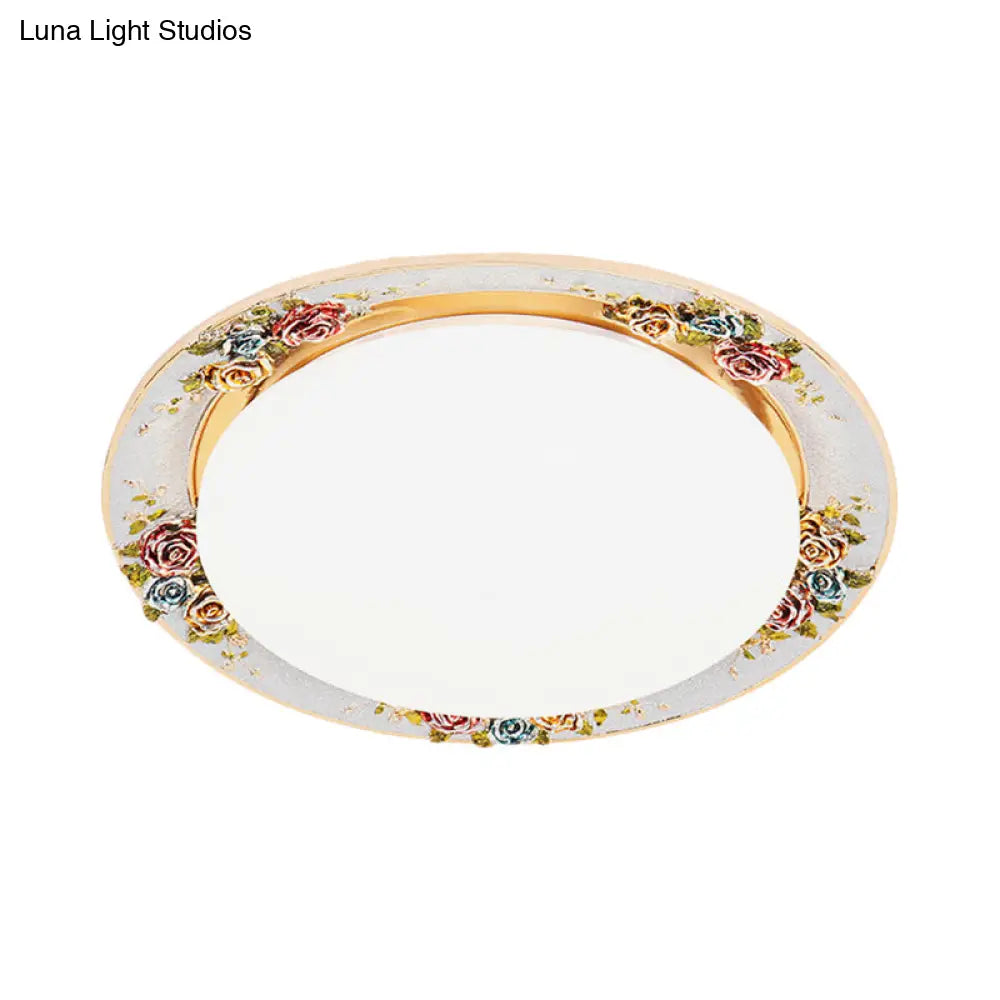 DecorBites™ DecorBites™ LED Flush Mount Ceiling Light - Traditional Grey/Red/Green with Round Resin Shade - Bedroom Lighting