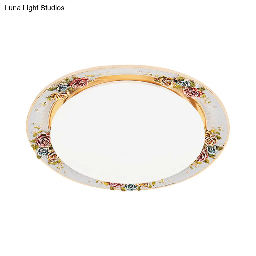 DecorBites™ DecorBites™ LED Flush Mount Ceiling Light - Traditional Grey/Red/Green with Round Resin Shade - Bedroom Lighting