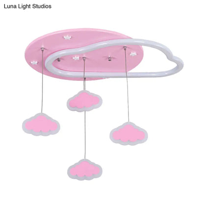 DecorBites™ DecorBites™ LED Flush Mount Kids Bedroom Ceiling Lamp with Drape in Pink/Blue – Star, Cloud, and Loving Heart Design