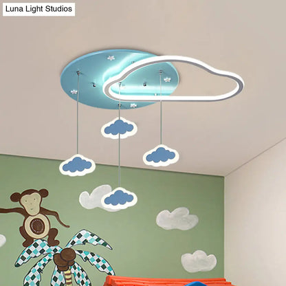 DecorBites™ DecorBites™ LED Flush Mount Kids Bedroom Ceiling Lamp with Drape in Pink/Blue – Star, Cloud, and Loving Heart Design