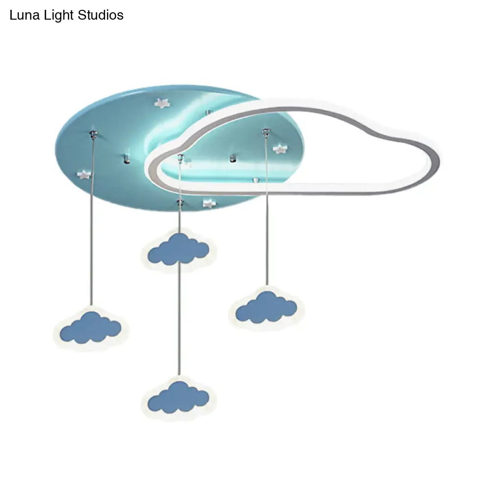 DecorBites™ DecorBites™ LED Flush Mount Kids Bedroom Ceiling Lamp with Drape in Pink/Blue – Star, Cloud, and Loving Heart Design