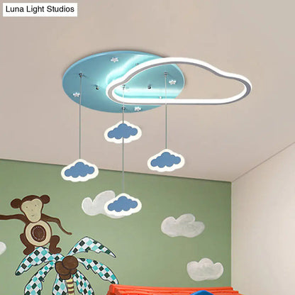 DecorBites™ DecorBites™ LED Flush Mount Kids Bedroom Ceiling Lamp with Drape in Pink/Blue – Star, Cloud, and Loving Heart Design