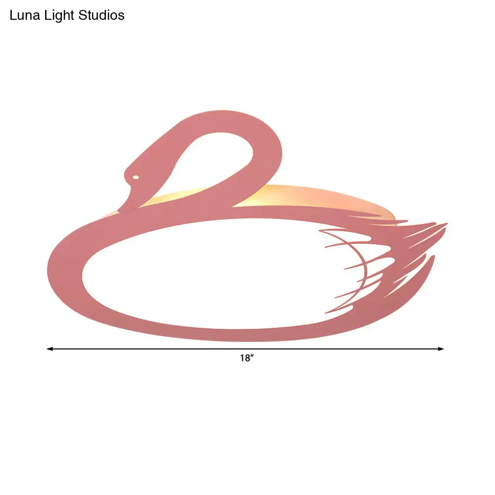 DecorBites™ DecorBites™ LED Flush Mount Lighting: Pink Swan Ceiling Fixture with Acrylic Shade in Modern Style & Warm/White Light