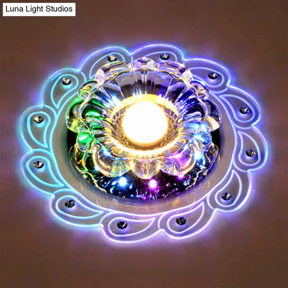 DecorBites™ DecorBites™ LED Flushmount Blossom Ceiling Light with Clear Beveled Crystal Shade - Minimalistic Design