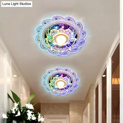 DecorBites™ DecorBites™ LED Flushmount Blossom Ceiling Light with Clear Beveled Crystal Shade - Minimalistic Design
