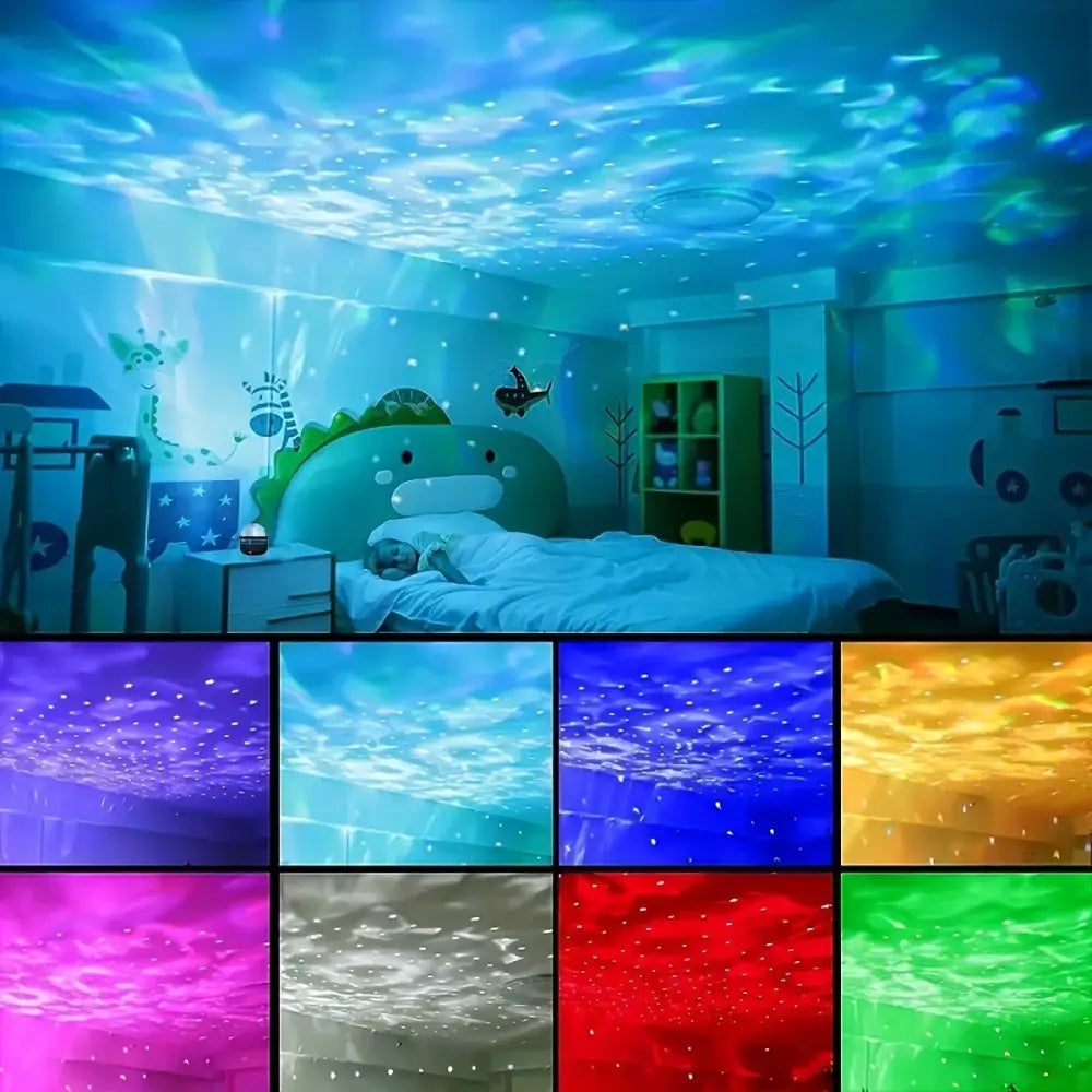 Decorbites™ blue led galaxy star projector with water ripple and starlight effect for children’s night light bedroom use