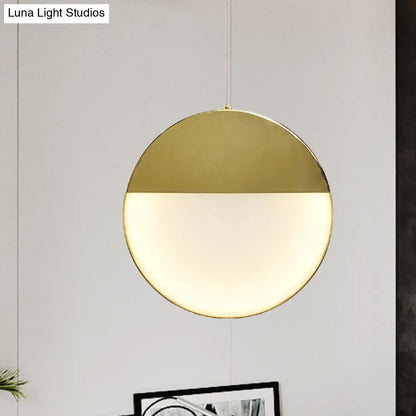 LED Gold Milk Glass Pendant Ceiling Lamp for Modern Living Room"