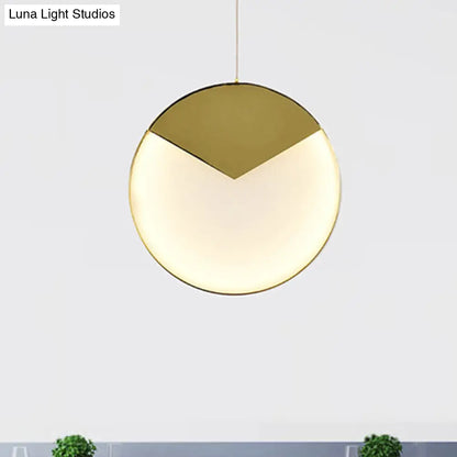 LED Gold Milk Glass Pendant Ceiling Lamp for Modern Living Room"