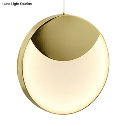 LED Gold Milk Glass Pendant Ceiling Lamp for Modern Living Room"