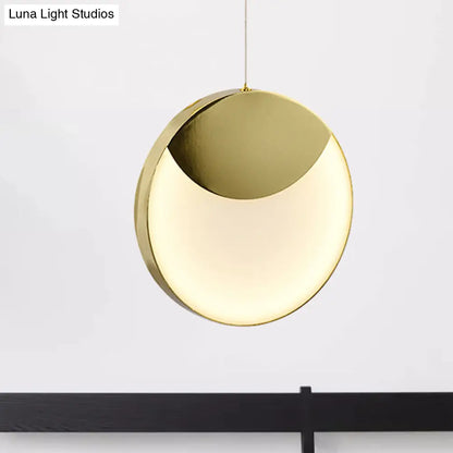 LED Gold Milk Glass Pendant Ceiling Lamp for Modern Living Room"