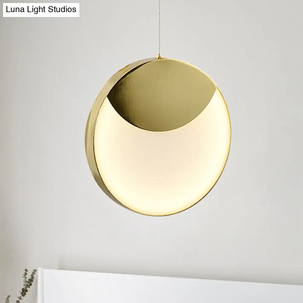 LED Gold Milk Glass Pendant Ceiling Lamp for Modern Living Room"