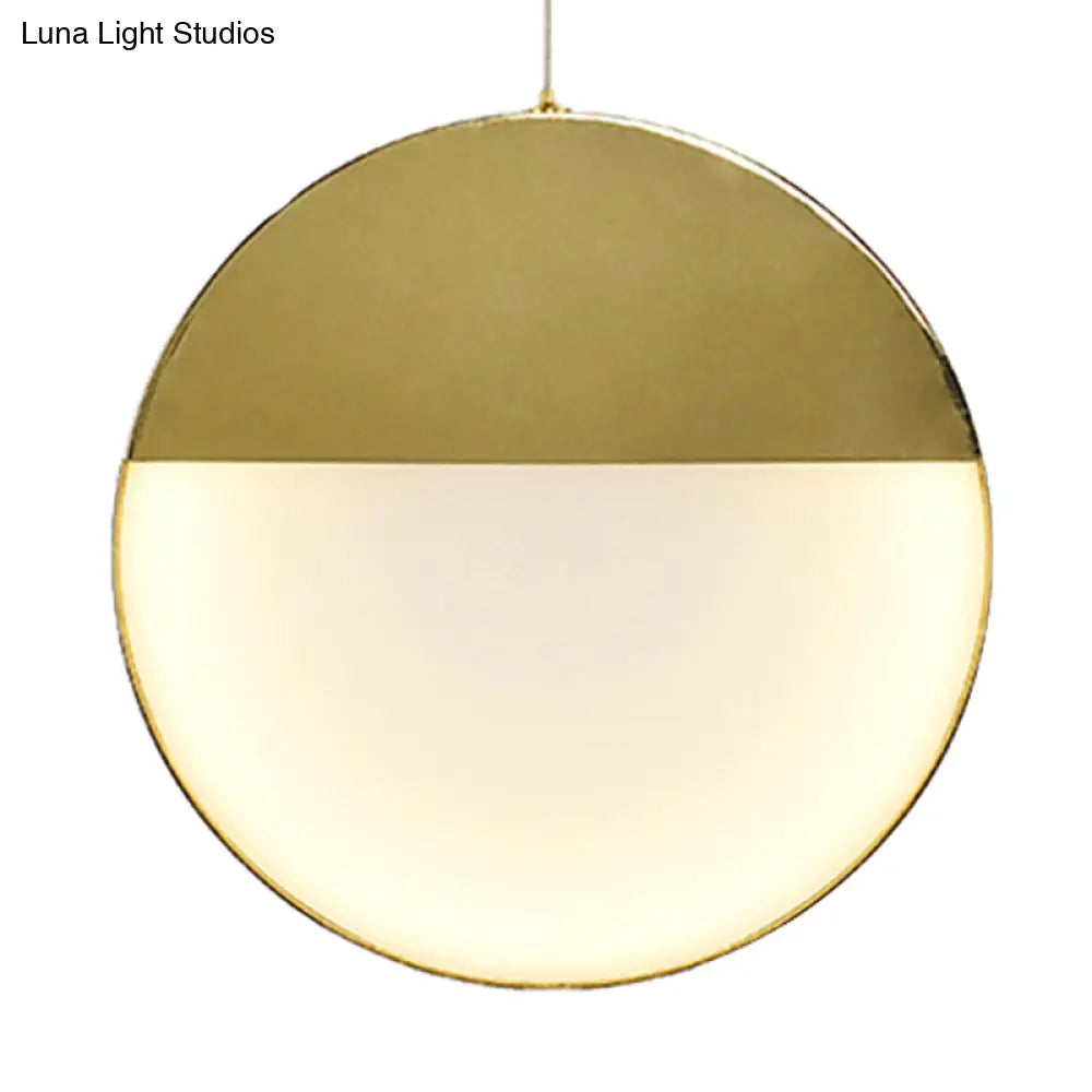 LED Gold Milk Glass Pendant Ceiling Lamp for Modern Living Room"