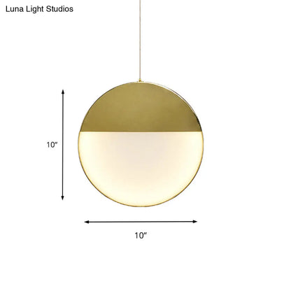 LED Gold Milk Glass Pendant Ceiling Lamp for Modern Living Room"