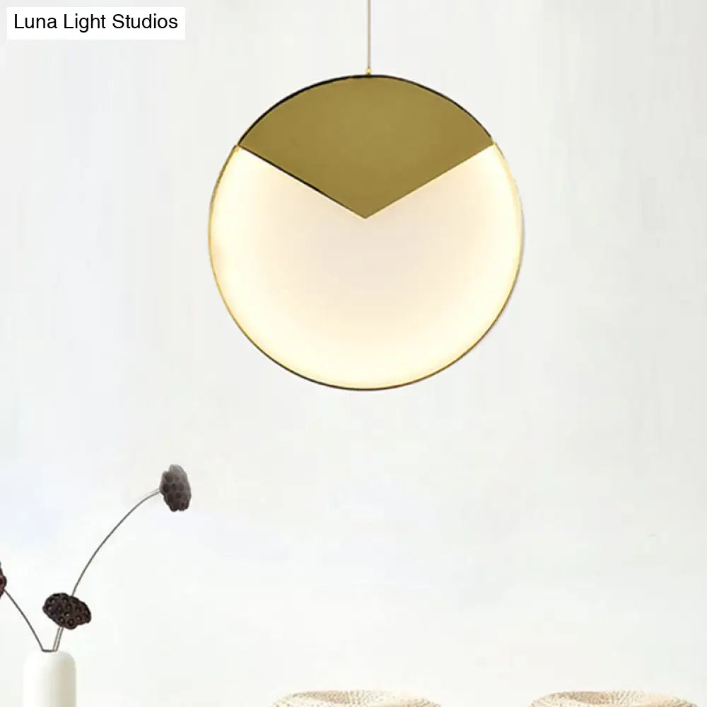 LED Gold Milk Glass Pendant Ceiling Lamp for Modern Living Room"