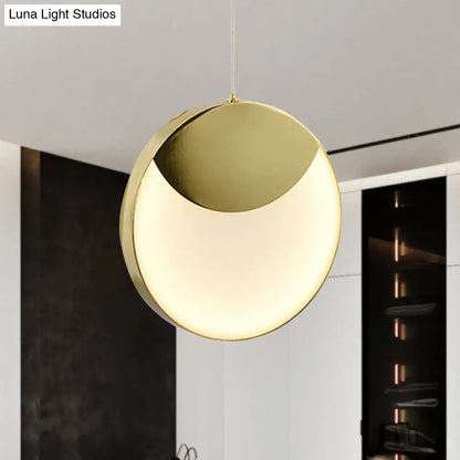 LED Gold Milk Glass Pendant Ceiling Lamp for Modern Living Room"