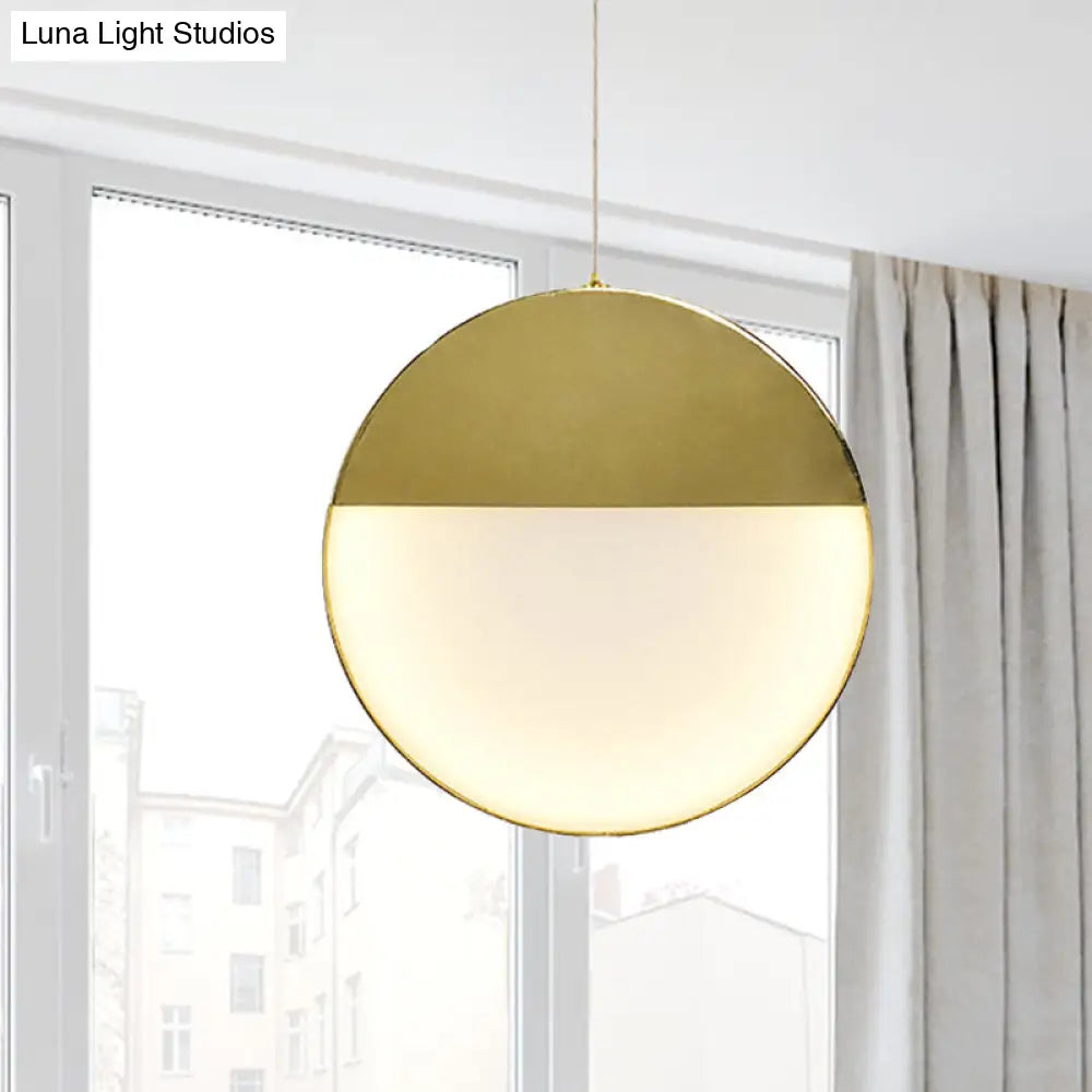 LED Gold Milk Glass Pendant Ceiling Lamp for Modern Living Room"