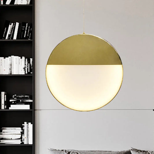 LED Gold Milk Glass Pendant Ceiling Lamp for Modern Living Room"