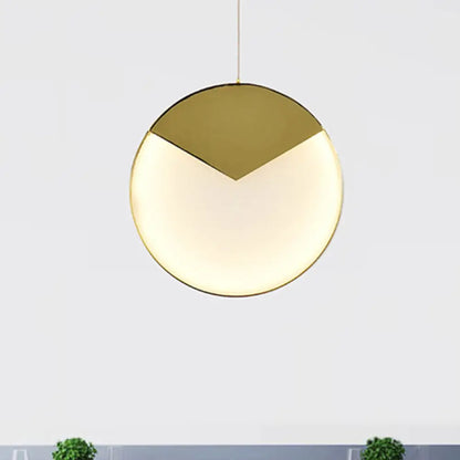 LED Gold Milk Glass Pendant Ceiling Lamp for Modern Living Room"