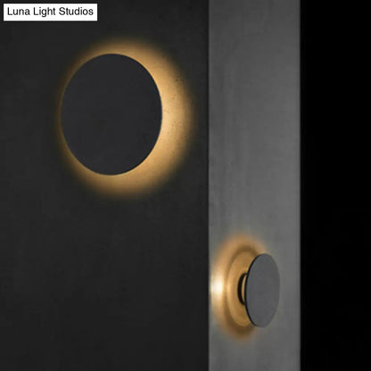 DecorBites™ DecorBites™ LED Grey Cement Wall Sconce: Flat Round Simplicity with Wall Mounting for Bedroom Lighting