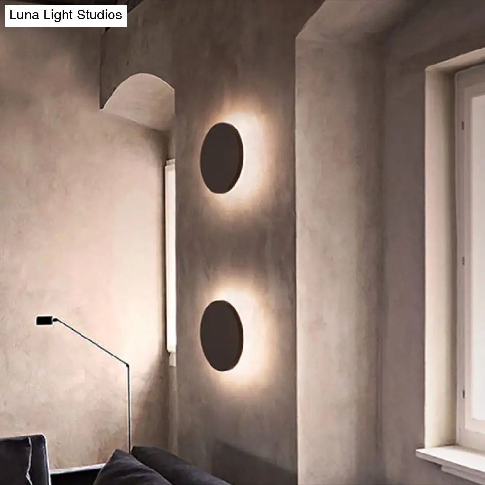 DecorBites™ DecorBites™ LED Grey Cement Wall Sconce: Flat Round Simplicity with Wall Mounting for Bedroom Lighting