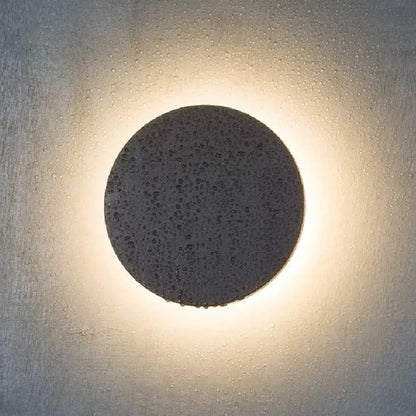 DecorBites™ DecorBites™ LED Grey Cement Wall Sconce: Flat Round Simplicity with Wall Mounting for Bedroom Lighting
