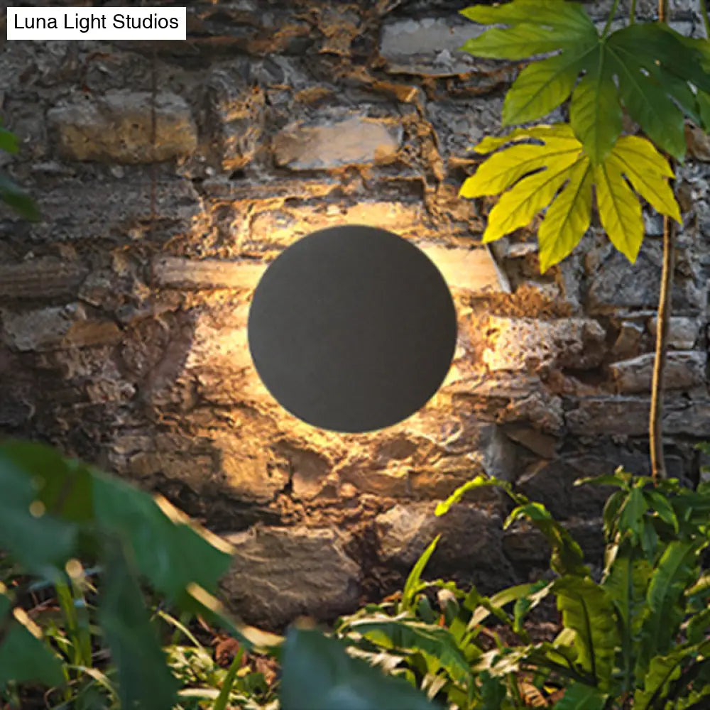 DecorBites™ DecorBites™ LED Grey Cement Wall Sconce: Flat Round Simplicity with Wall Mounting for Bedroom Lighting