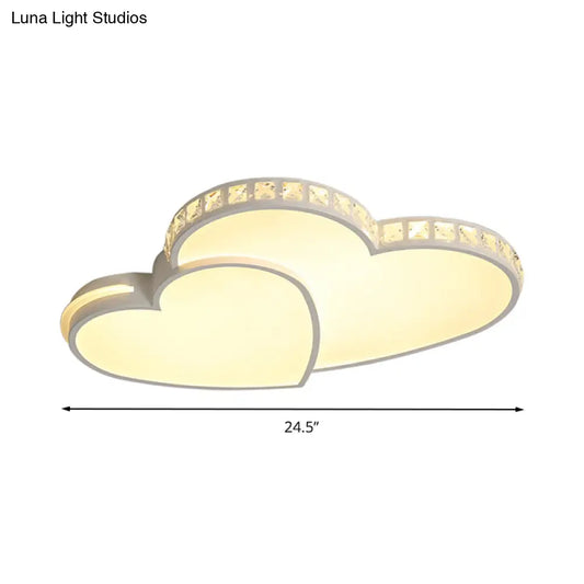 DecorBites™ DecorBites™ LED Heart Flush Mount Ceiling Light - 20.5"/24.5" - Simple White Acrylic - Warm/White/3 Color Light - Ideal for Bedroom
