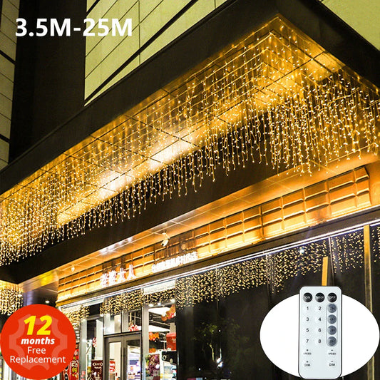 LED Icicle String Lights - Outdoor Holiday Decor