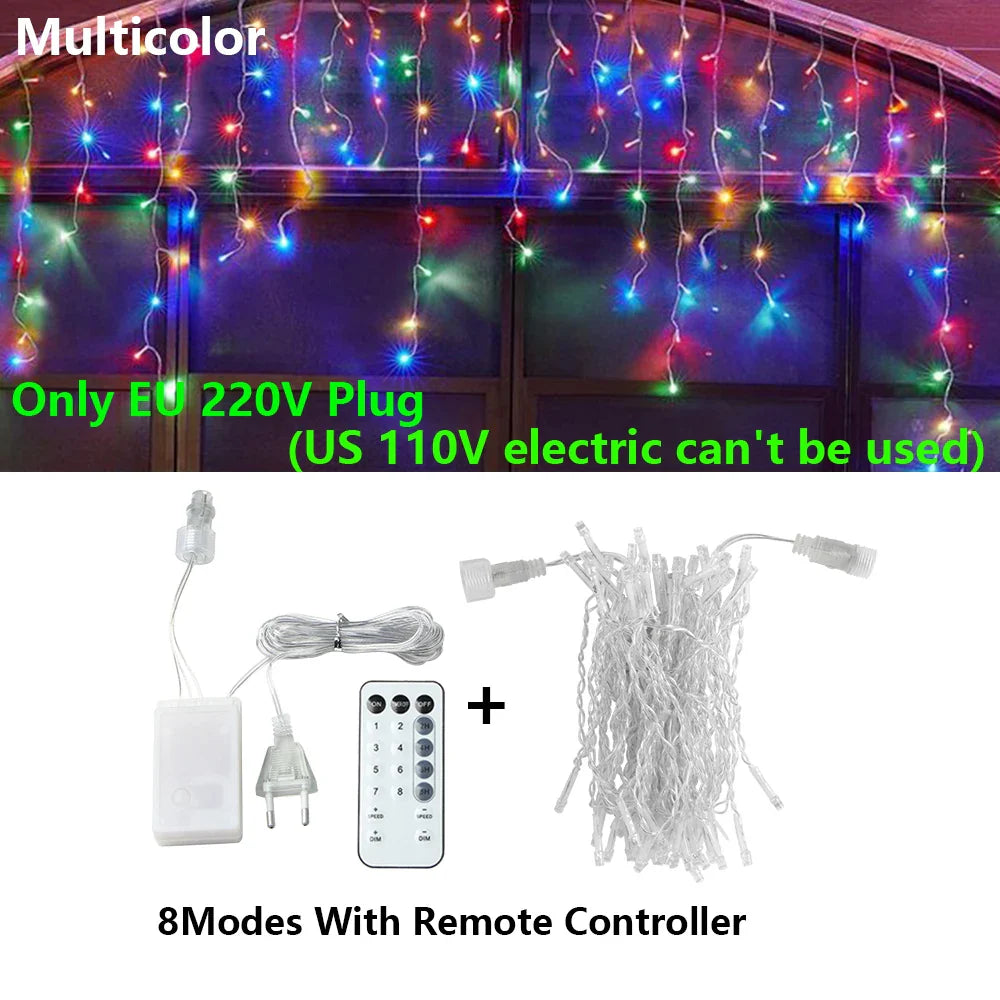 LED Icicle String Lights - Outdoor Holiday Decor - 8 modes with remote 2 / 25M