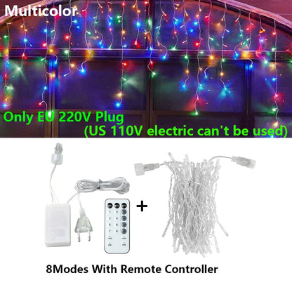 LED Icicle String Lights - Outdoor Holiday Decor - 8 modes with remote 2 / 25M