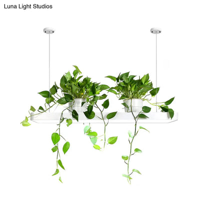 وحدة إضاءة LED للجزيرة من DecorBites™: مصباح معلق مستطيل الشكل على شكل نبات أكريليك أسود/أبيض - إضاءة دافئة/بيضاء