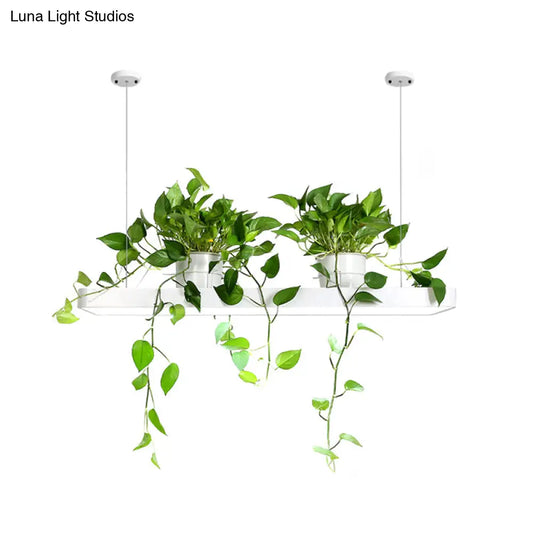 وحدة إضاءة LED للجزيرة من DecorBites™: مصباح معلق مستطيل الشكل على شكل نبات أكريليك أسود/أبيض - إضاءة دافئة/بيضاء