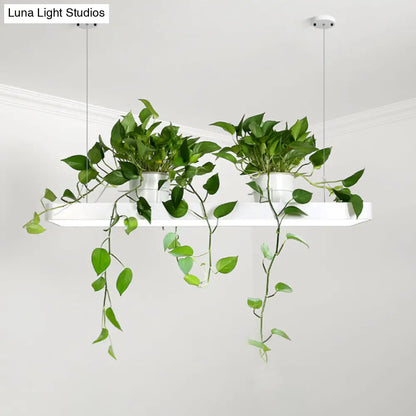 وحدة إضاءة LED للجزيرة من DecorBites™: مصباح معلق مستطيل الشكل على شكل نبات أكريليك أسود/أبيض - إضاءة دافئة/بيضاء