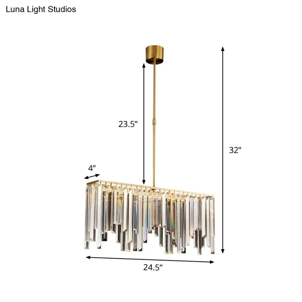 DecorBites™ LED Island Light with Brass Finish & Crystal Flute Design - Stylish Hanging Lamp for Tables
