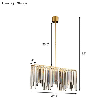 DecorBites™ LED Island Light with Brass Finish & Crystal Flute Design - Stylish Hanging Lamp for Tables