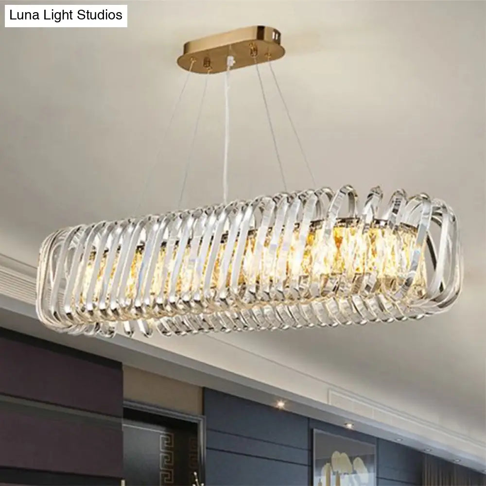 DecorBites™ LED Island Pendant with Clear Crystal Shade - Contemporary Hanging Light Fixture