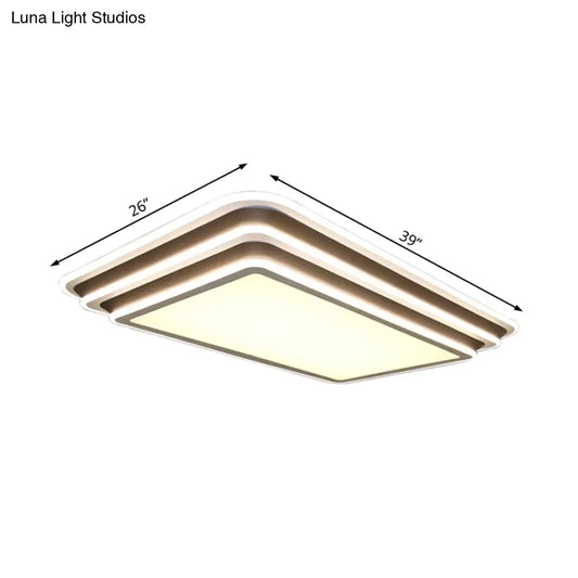 DecorBites™ DecorBites™ LED Living Room Flush Mount Ceiling Light with Square/Rectangular Acrylic Shade in Warm/White Light - White