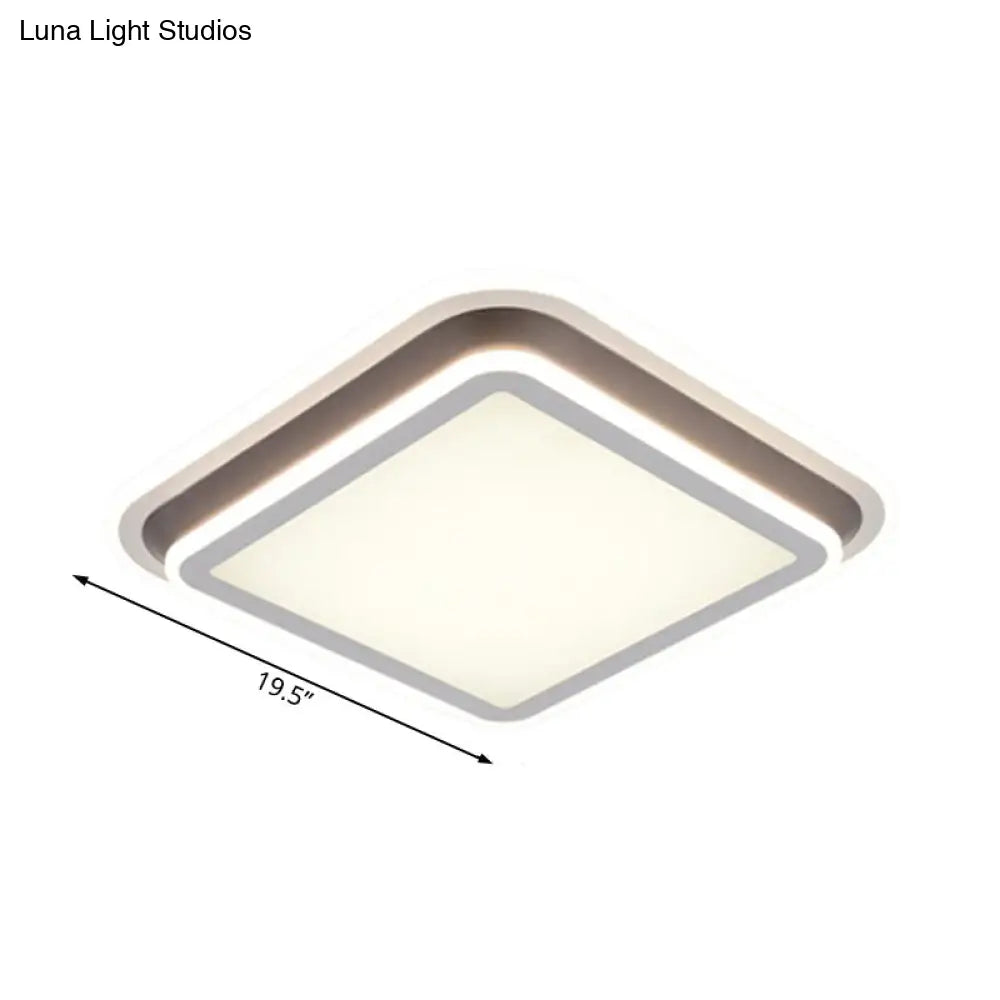 DecorBites™ DecorBites™ LED Living Room Flush Mount Ceiling Light with Square/Rectangular Acrylic Shade in Warm/White Light - White