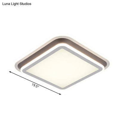 DecorBites™ DecorBites™ LED Living Room Flush Mount Ceiling Light with Square/Rectangular Acrylic Shade in Warm/White Light - White